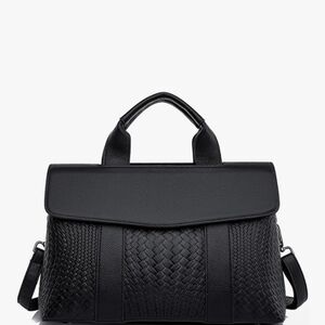 Black Structured Satchel Top Handle Crossbody Bag
